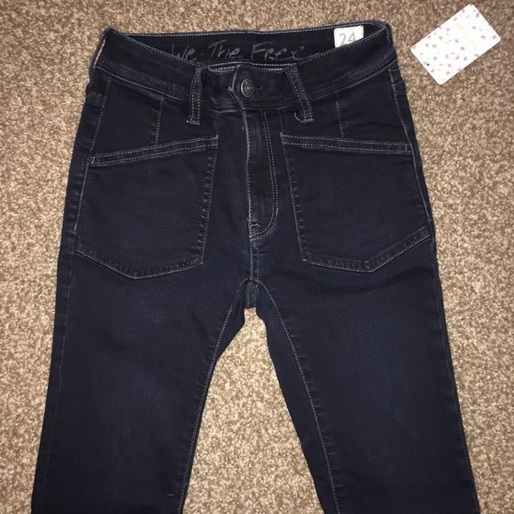 Blue Black Free People Ivy Mid Rise Released Hem Skinny Jeans - Picture 8 of 13
